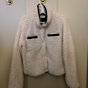 Thread & Supply Cream Teddy Jacket with Black Accents